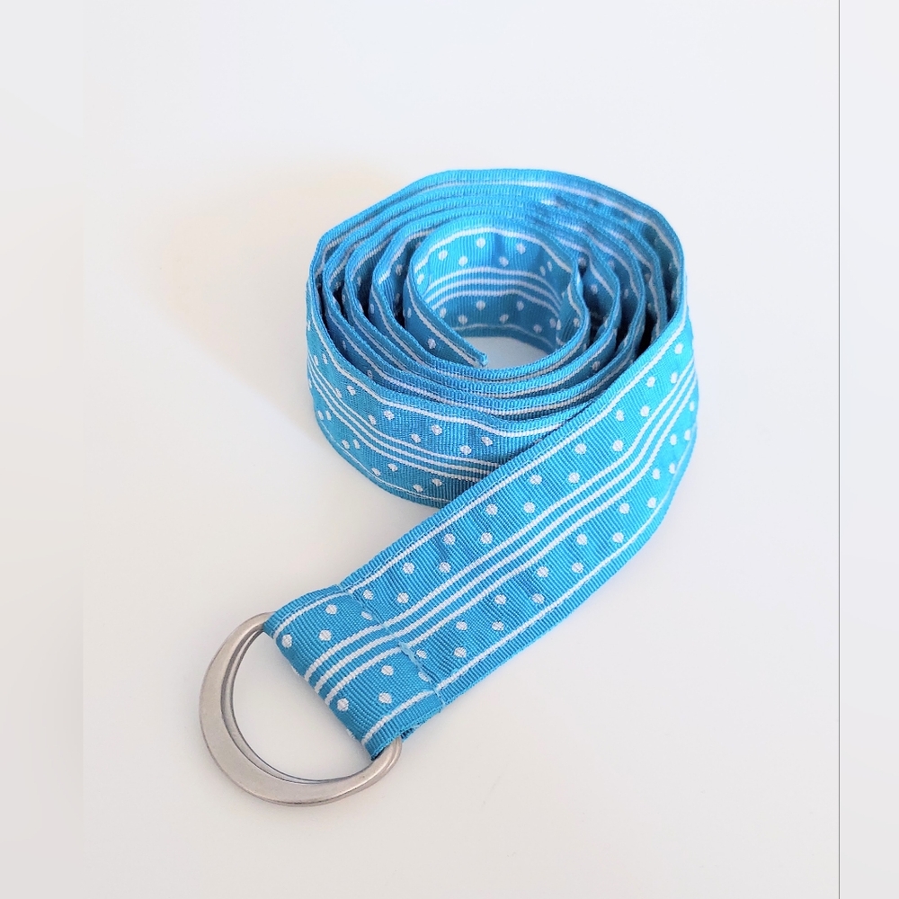 L.L. Bean Womens Polyester D Ring Belt Blue White Sz 12 Regular 46 in" Vintage